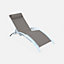 Pair of aluminium and textilene sun loungers 4 reclining positions headrest included stackable - Louisa - White frame Beige-Br