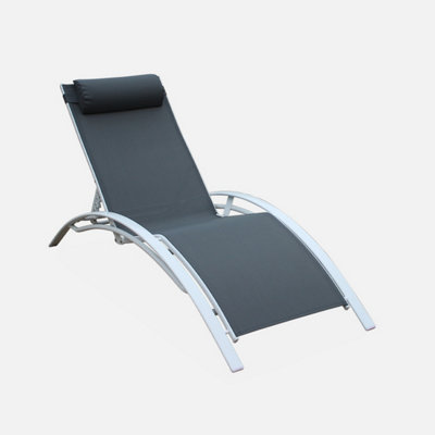 Pair of aluminium and textilene sun loungers 4 reclining positions