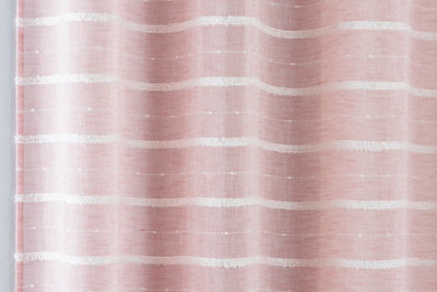 Pair of Antigua Blush Chenille Striped Single Voile Panels with Eyelet Header 137CMS