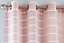 Pair of Antigua Blush Chenille Striped Single Voile Panels with Eyelet Header 229CMS
