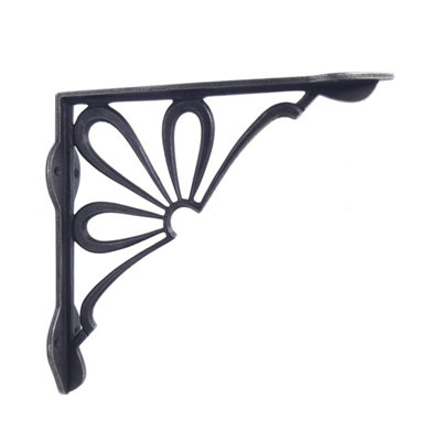 Pair of Antique Cast Iron Daisy Shelf Brackets - 225mm x 225mm - 3
