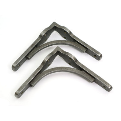 Pair of Antique Cast Iron Gallows Shelf Brackets - 125mm x 125mm)