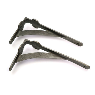 Pair of Antique Cast Iron Gallows Shelf Brackets - 200mm x 100mm