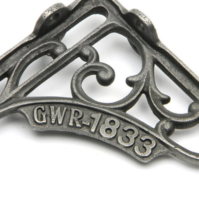 Pair of Antique Cast Iron 'GWR 1833' Shelf Brackets - 125mm x 125mm