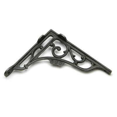 Pair of Antique Cast Iron 'GWR' Railway Shelf Brackets - 200mm x 175mm - 3