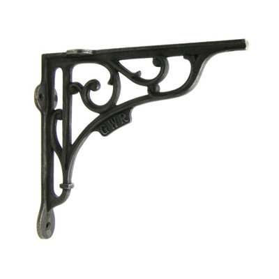 Pair of Antique Cast Iron 'GWR' Railway Shelf Brackets - 200mm x 175mm - 4