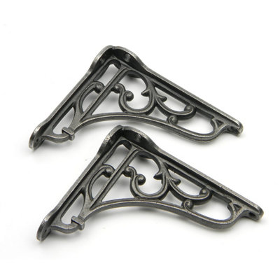 Pair of Antique Cast Iron Heritage Shelf Brackets - 100mm x 90mm