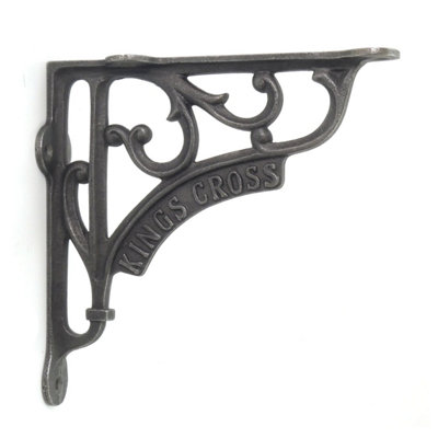 Pair of Antique Cast Iron London Kings Cross Shelf Brackets - 150mm x 150mm