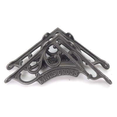 Pair of Antique Cast Iron London Kings Cross Shelf Brackets - 150mm x 150mm - 4