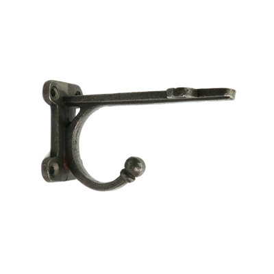 Pair of Antique Cast Iron TRANBY Shelf Brackets With Hook - 100mm - 3