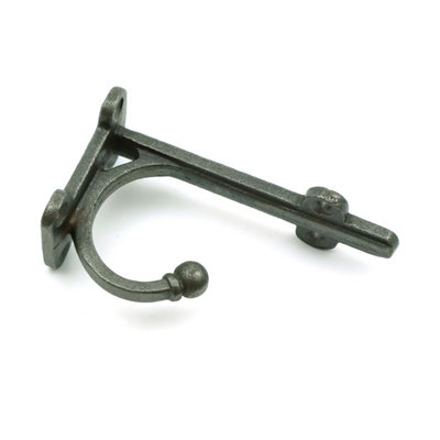 Pair of Antique Cast Iron TRANBY Shelf Brackets With Hook - 100mm - 4