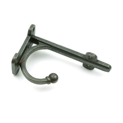 Pair of Antique Cast Iron TRANBY Shelf Brackets With Hook - 100mm
