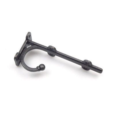 Pair of Antique Cast Iron TRANBY Shelf Brackets With Hook - 150mm