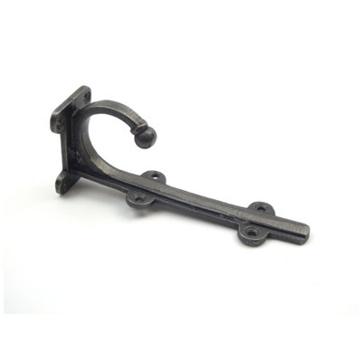 Pair of Antique Cast Iron TRANBY Shelf Brackets With Hook - 150mm - 3