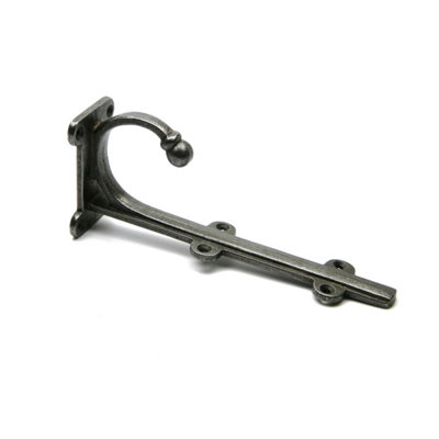 Pair of Antique Cast Iron TRANBY Shelf Brackets With Hook - 200mm - 3