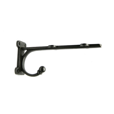 Pair of Antique Cast Iron TRANBY Shelf Brackets With Hook - 200mm - 4