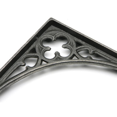 Pair of Antique Cast Iron Victorian Gothic Shelf Brackets - 180mm x 195mm - 5