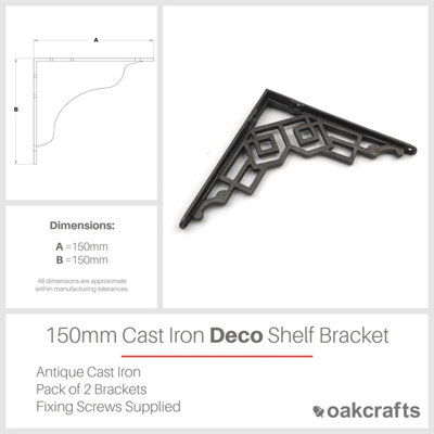 Pair of Art Deco Cast Iron Shelf Bracket - 125mm x 125mm