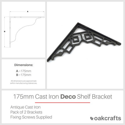 Pair of Art Deco Cast Iron Shelf Bracket - 175mm x 175mm