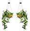 Pair of Artificial Duranta Purple Flowers Hanging Basket with Solar Light  26cm