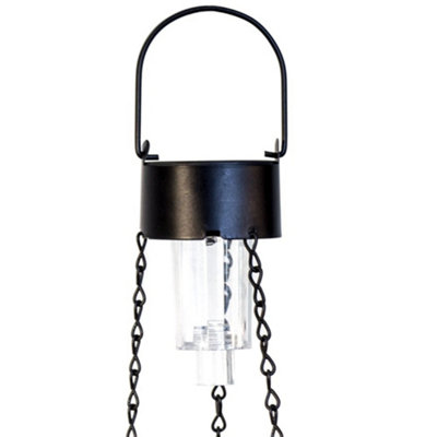 Pair of Artificial Duranta White Flowers Hanging Basket with Solar Light  26cm - 6