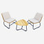 Pair of bamboo-style rattan chairs with side table - Lombok - Beige cushions