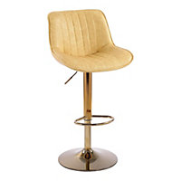Pair of Bar Stools  Vintage PU Gold with Gold Base