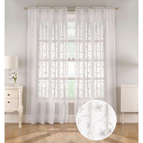 Pair of Belle White Voile Panels 229 CMS