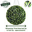 Pair of Best Artificial 35cm Green Boxwood Buxus Grass Hanging Basket Topiary Ball - Suitable for Outdoor Use