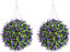 Pair of Best Artificial 38cm Purple Lush Lavender Hanging Basket Flower Topiary Ball - Weather & Fade Resistant