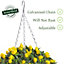 Pair of Best Artificial 38cm Yellow Lush Tulip Hanging Basket Flower Topiary Ball - Weather & Fade Resistant