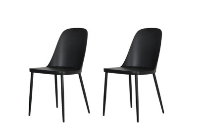 PAIR of Black plastic Aspen duo chairs with black metal legs