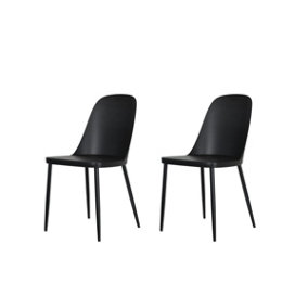 PAIR of Black plastic Aspen duo chairs with black metal legs