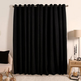 Pair Of Boucle Curtains Eyelet Blackout