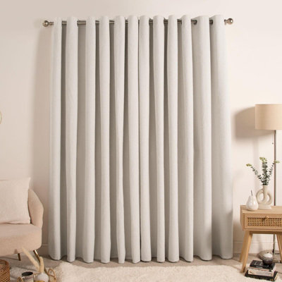 Pair Of Boucle Curtains Eyelet Blackout
