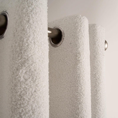 Pair Of Boucle Curtains Eyelet Blackout - 3