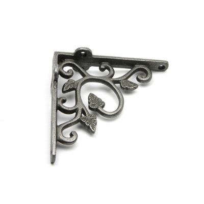 Pair of Cast Iron Leaf Design Shelf Brackets - 115mm x 115mm