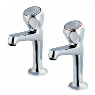 Pair Of Contract Kitchen Sink Pillar Taps Chrome WRAS Approved