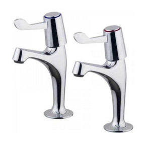 Pair of Contract Lever Kitchen Sink Pillar Taps Chrome WRAS Approved