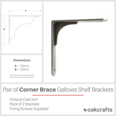 Pair of Corner Brace Gallows Style Antique Cast Iron Shelf Brackets ...