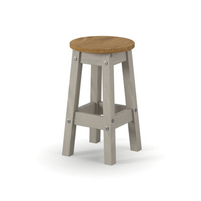 PAIR of Corona Grey Round Breakfast Stools