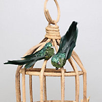 Pair of Decorative Green Glitter Birds With Clip. Craft Accessory.