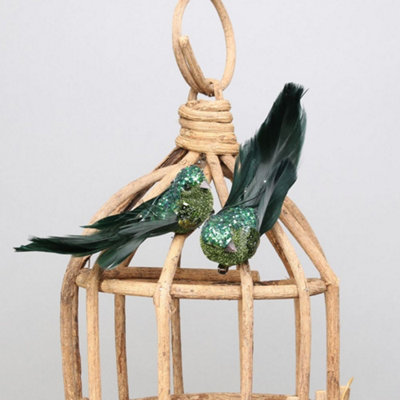 Curated visual reference: Gallery Detail: Pair Of Decorative Green Glitter Birds With Clip Craft Accessory