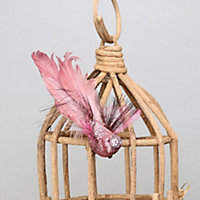 Pair of Decorative Pink Fantasy Birds With Clip. Craft Accessory.