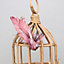 Pair of Decorative Pink Fantasy Birds With Clip. Craft Accessory.