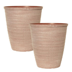 Pair of Dune Powdered Brick Planters Containers For Flowers