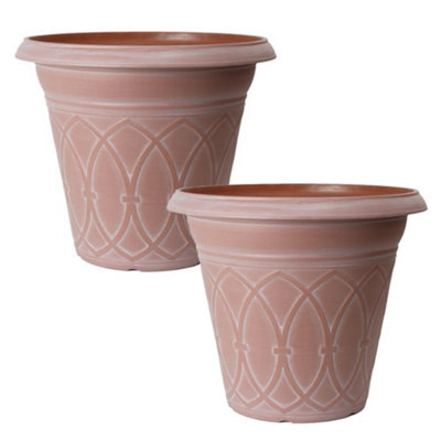 Pair of Durham Cloudy Terracotta Planters Containers for Garden Flowers