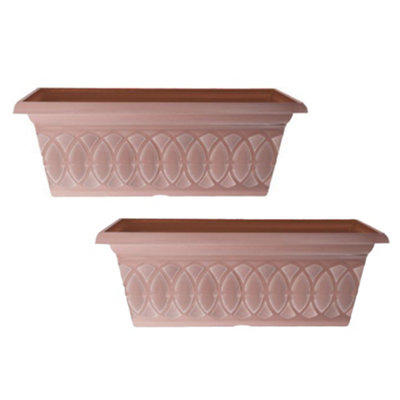 Pair of Durham Cloudy Terracotta Window Boxes Planters For Garden Flowers