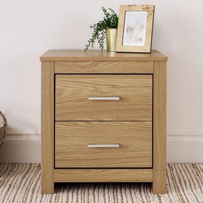 Pair of Essentials 2 Drawer Oak Finish Bedside Tables