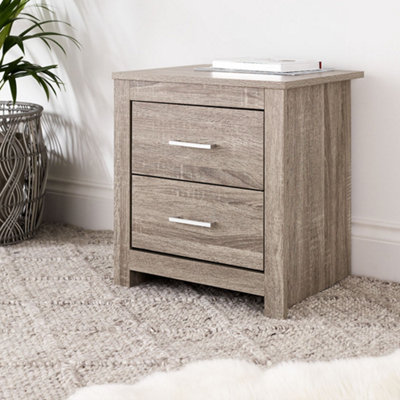 Pair of Essentials 2 Drawer Rustic Oak Bedside Tables
